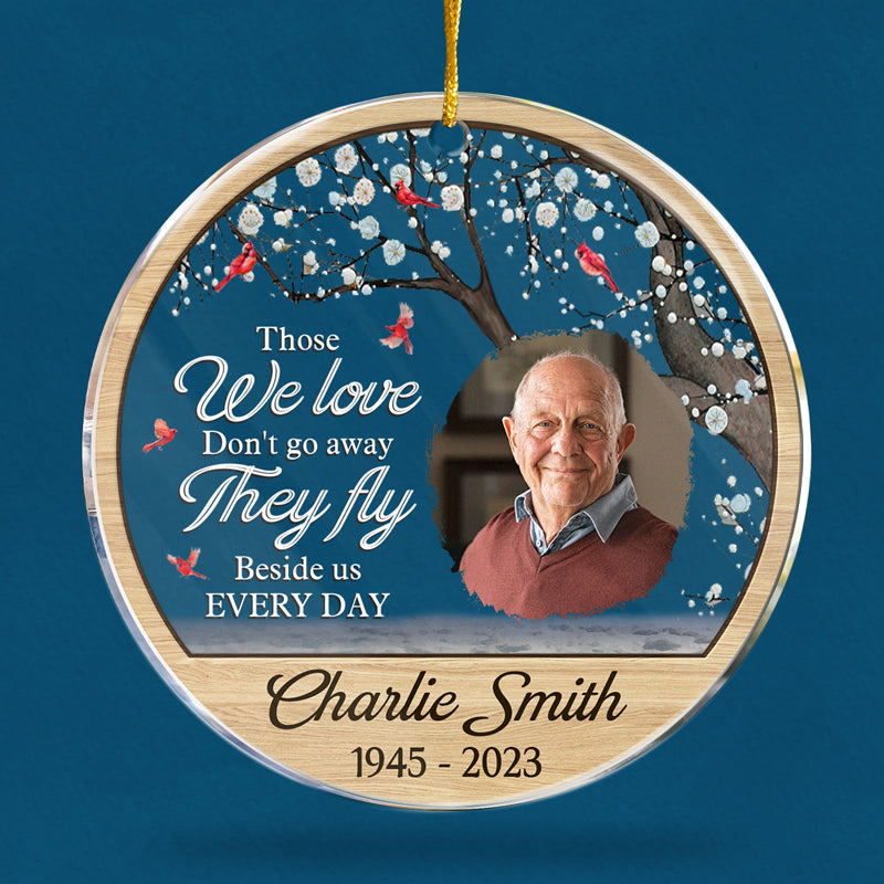 Photo personnalisée au plus profond de nos cœurs, vous resterez toujours - Ornement personnalisé commémoratif personnalisé - Forme ronde en acrylique - Cadeau de Noël, cadeau de condoléances pour les membres de la famille