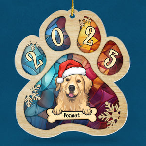Joyeuses fêtes de fin d'année ! Ornement personnalisé pour chien et chat en acrylique en forme de patte ! Cadeau de Noël pour les propriétaires et les amoureux des animaux.